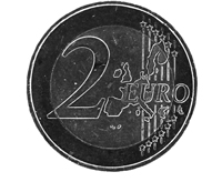 Prüfbild | 2 Euro im Dunkelfeld