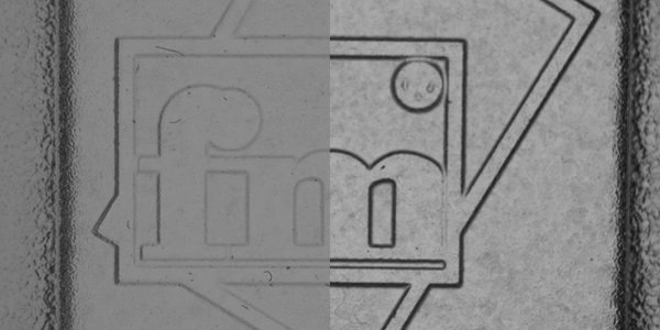 Kunststoff mit Prägung | Vergleich zw. diffusem und kollimiertem Durchlicht